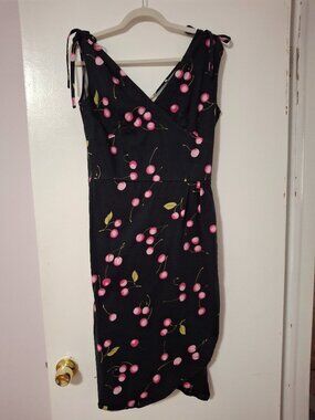 Bettie Page Black and Cherry Pinup Dress Size Medium